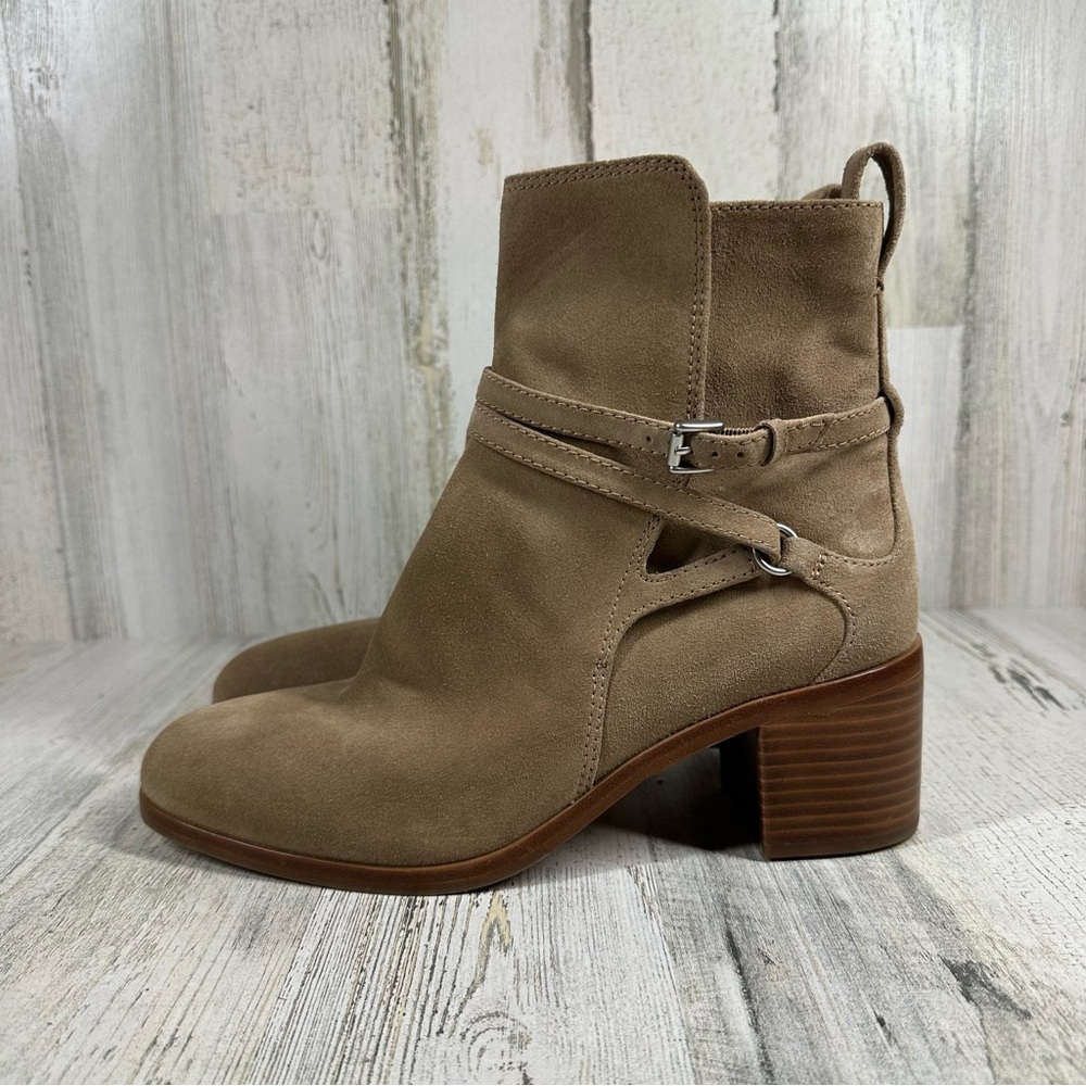 Rag & Bone Booties Women's 10 Hazel Brown Buckle Suede Ankle Classic Old Money